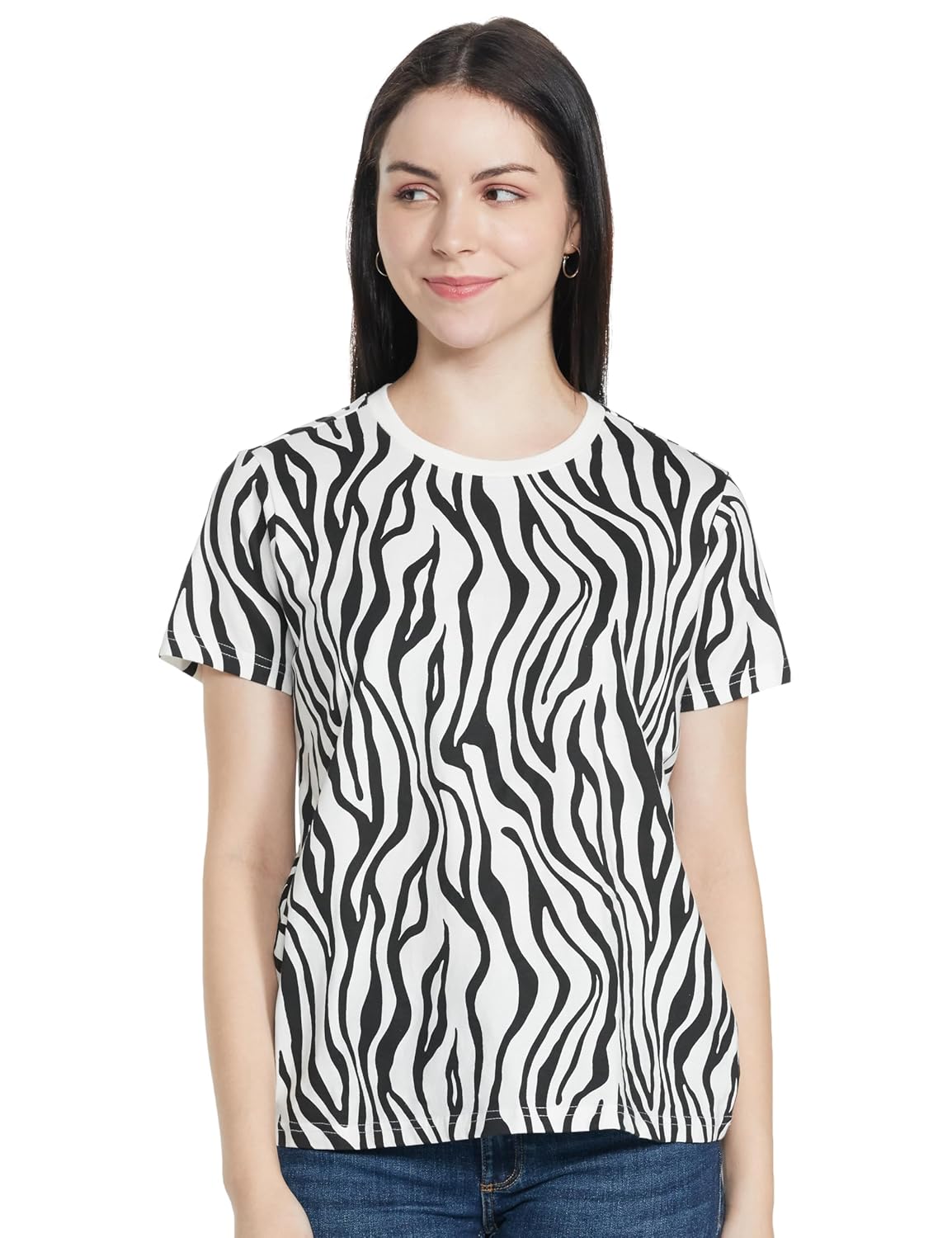 Allen Solly Women Cotton Regular Fit All Over Print T-Shirt