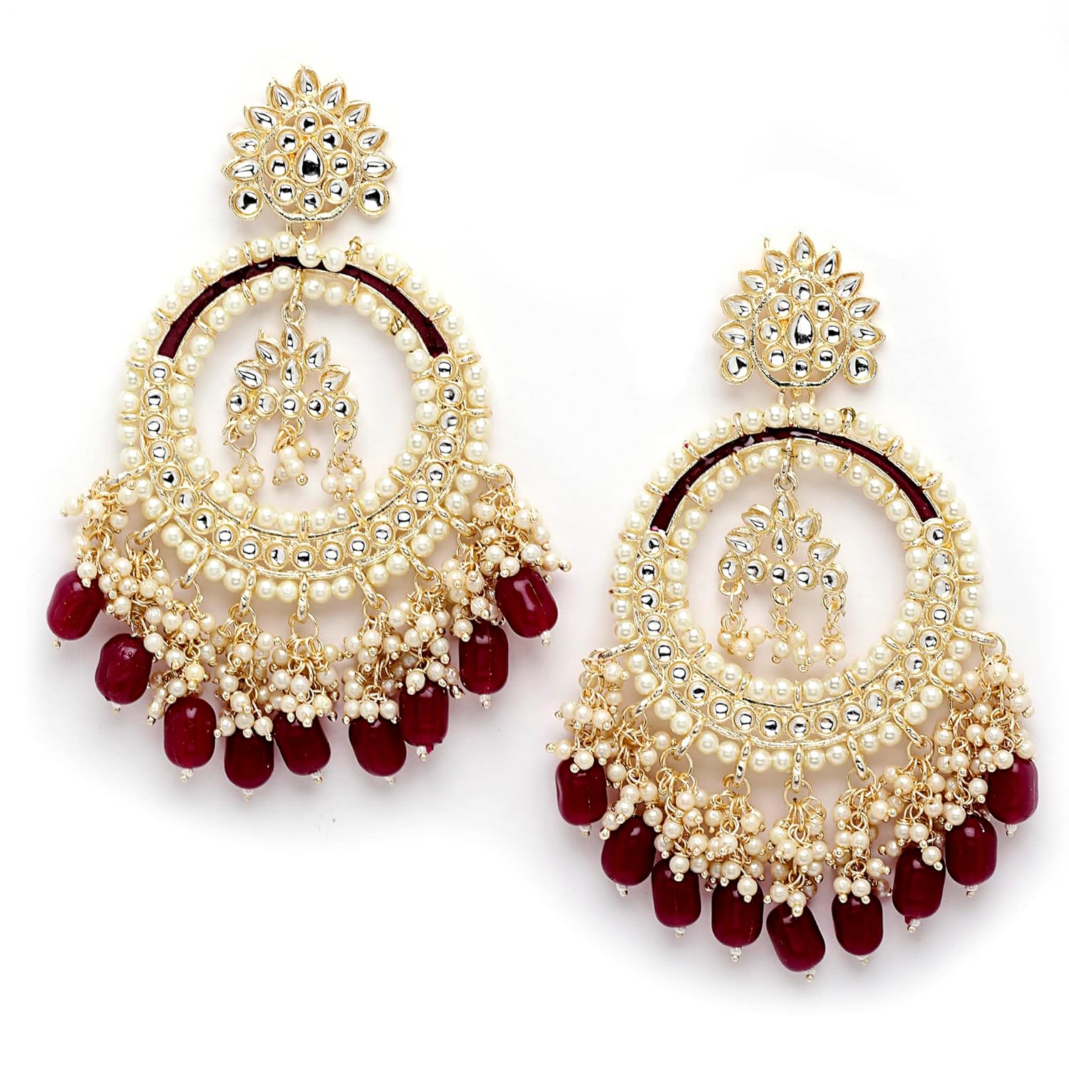 Shining Diva Kundan Chandbali Earrings for Women and Girls