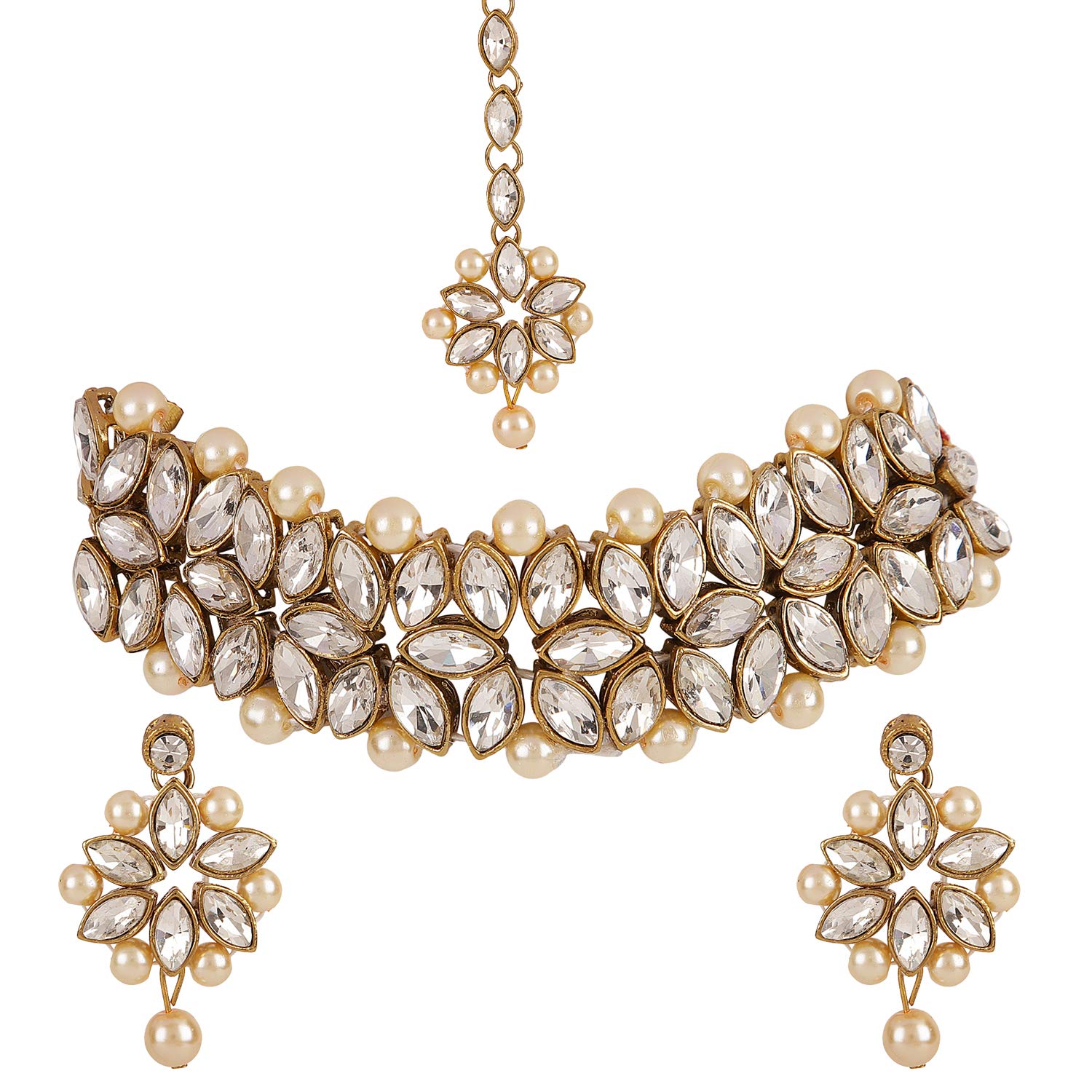 Shining Diva Antique Kundan Choker Necklace Set for Women