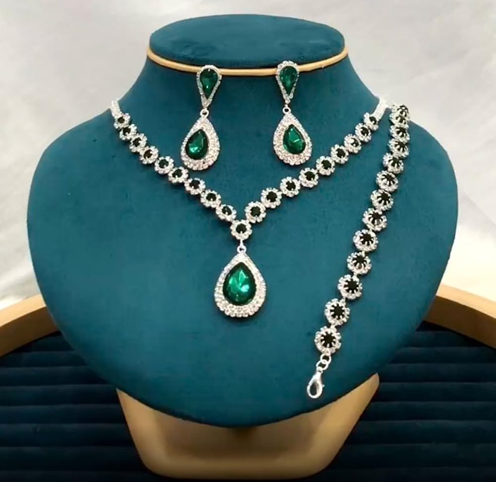 Shining Diva Fashion Necklace Earrings Bracelet Set for Women - Image 4