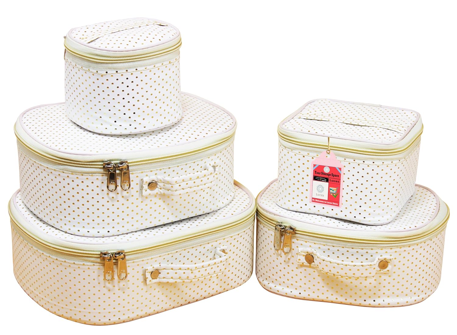 Luces 5 Pc Fabric Bag Set Makeup Toiletry Travel Storage