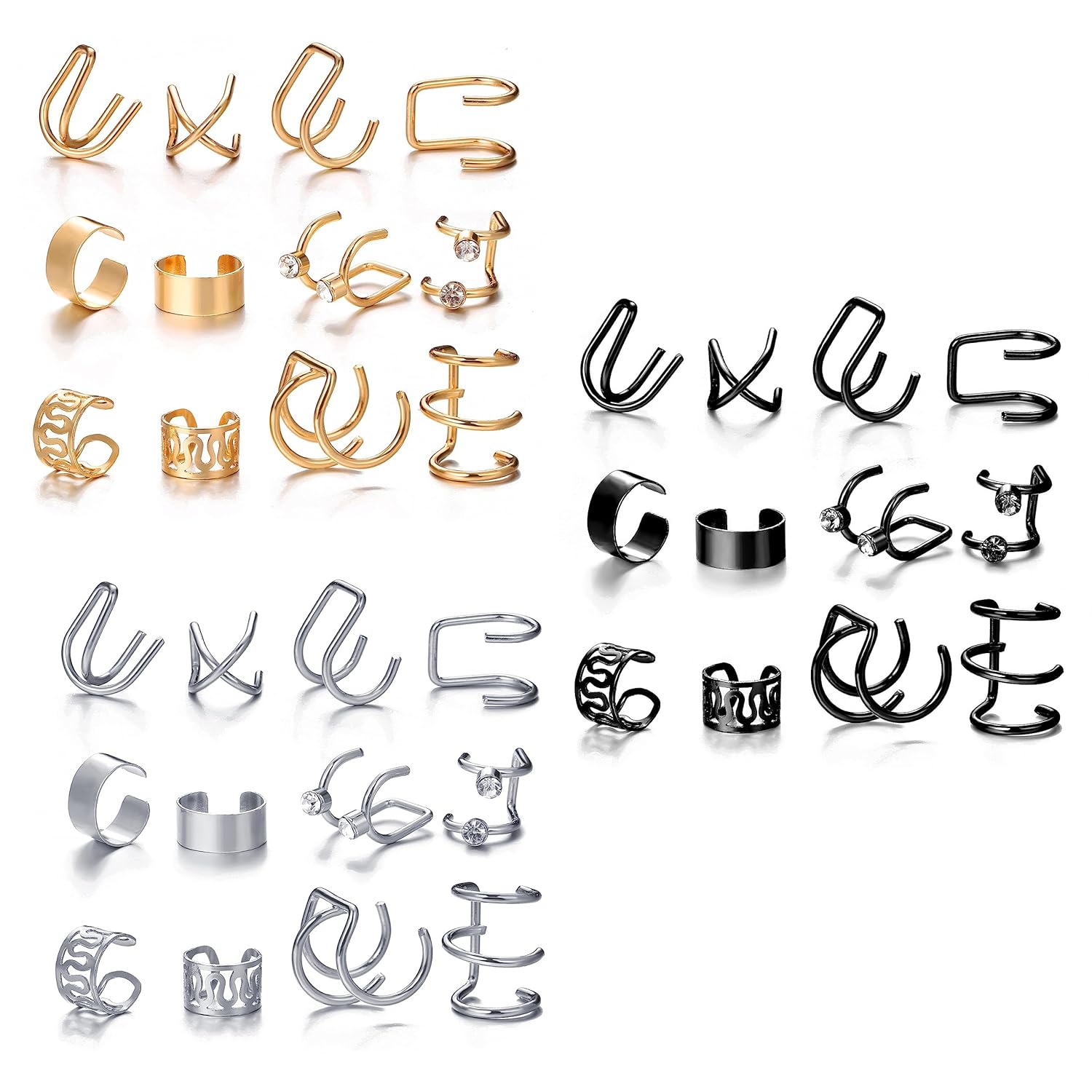 Shining Diva 36 Pcs Combo Clip On Ear Cuff Earrings