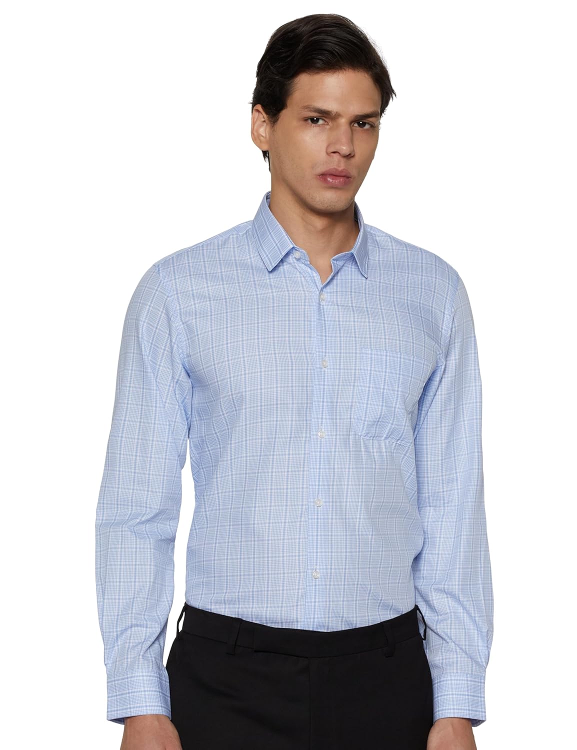 Peter England Men's Slim Fit Self-Checkered Formal Shirt