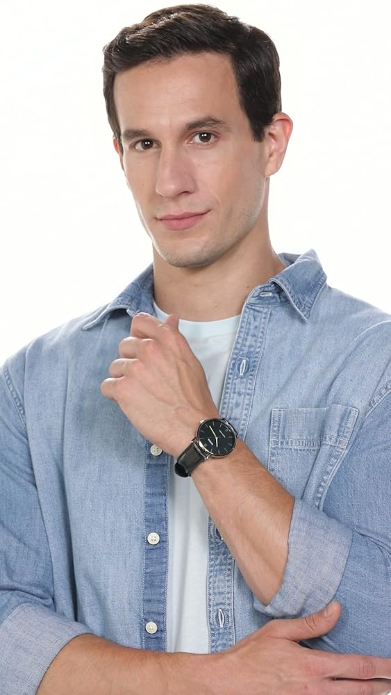 Casio Minimalist Black Leather Watch - Image 3