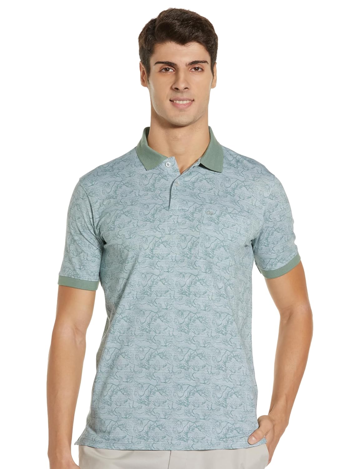 Peter England Men's Cotton Abstract Print Polo Shirt