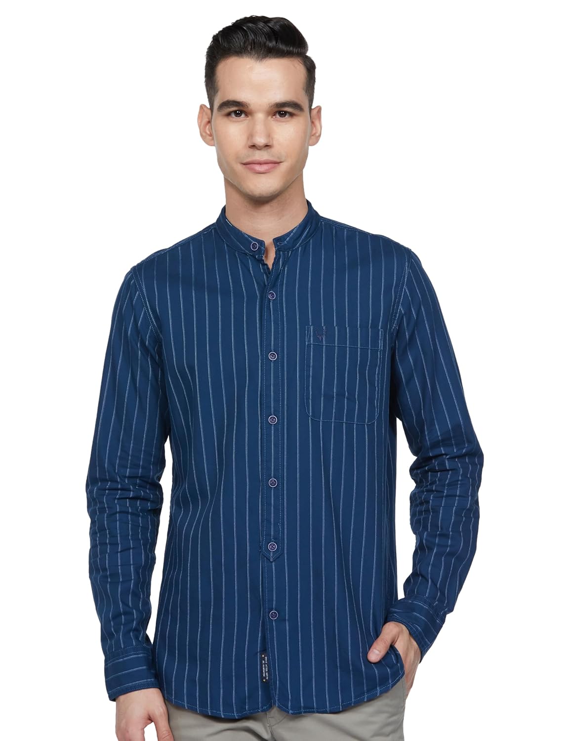 Allen Solly Men Cotton Regular Fit Mandarin Collar Shirt