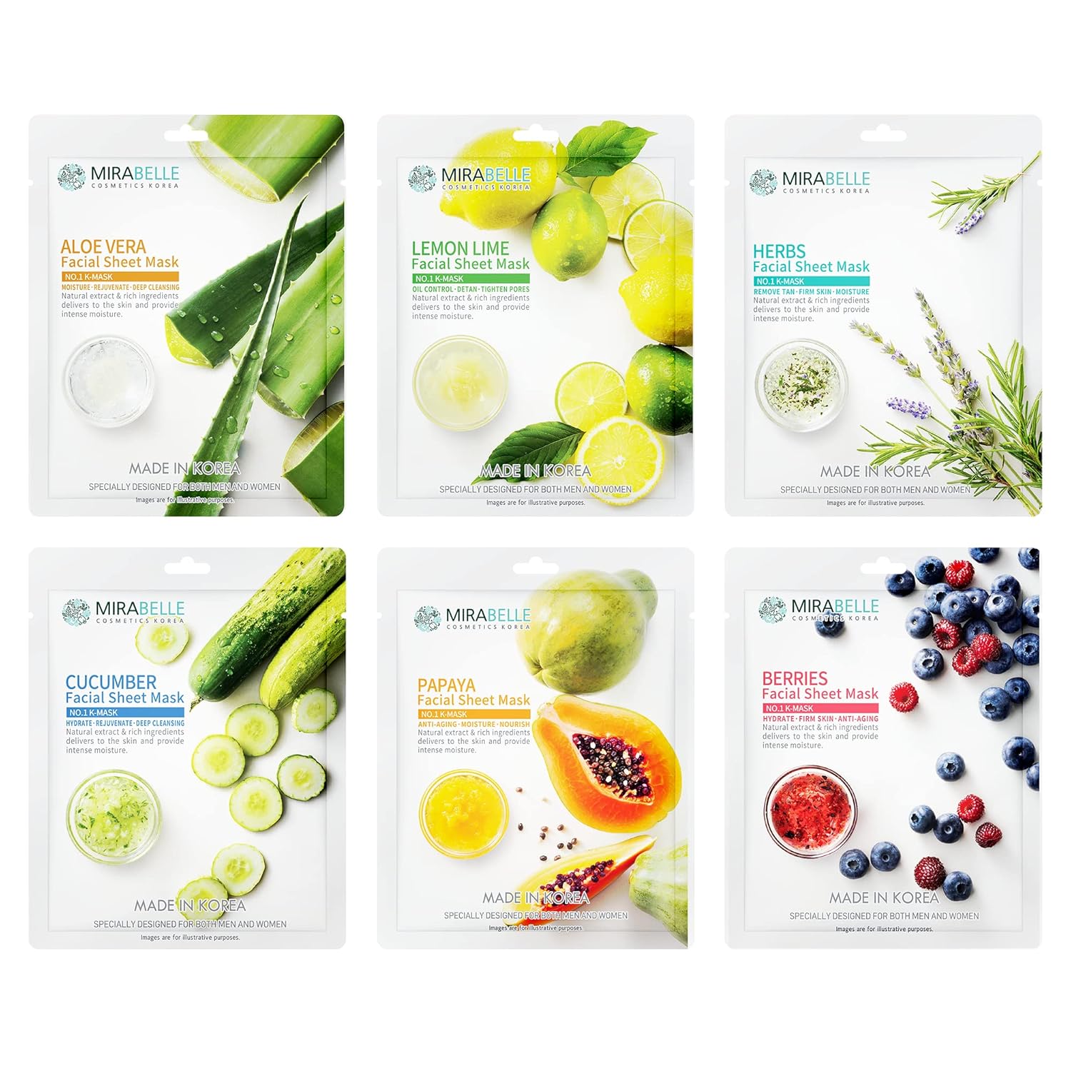Mirabelle Fairness Face Mask Sheets for All Skin Types