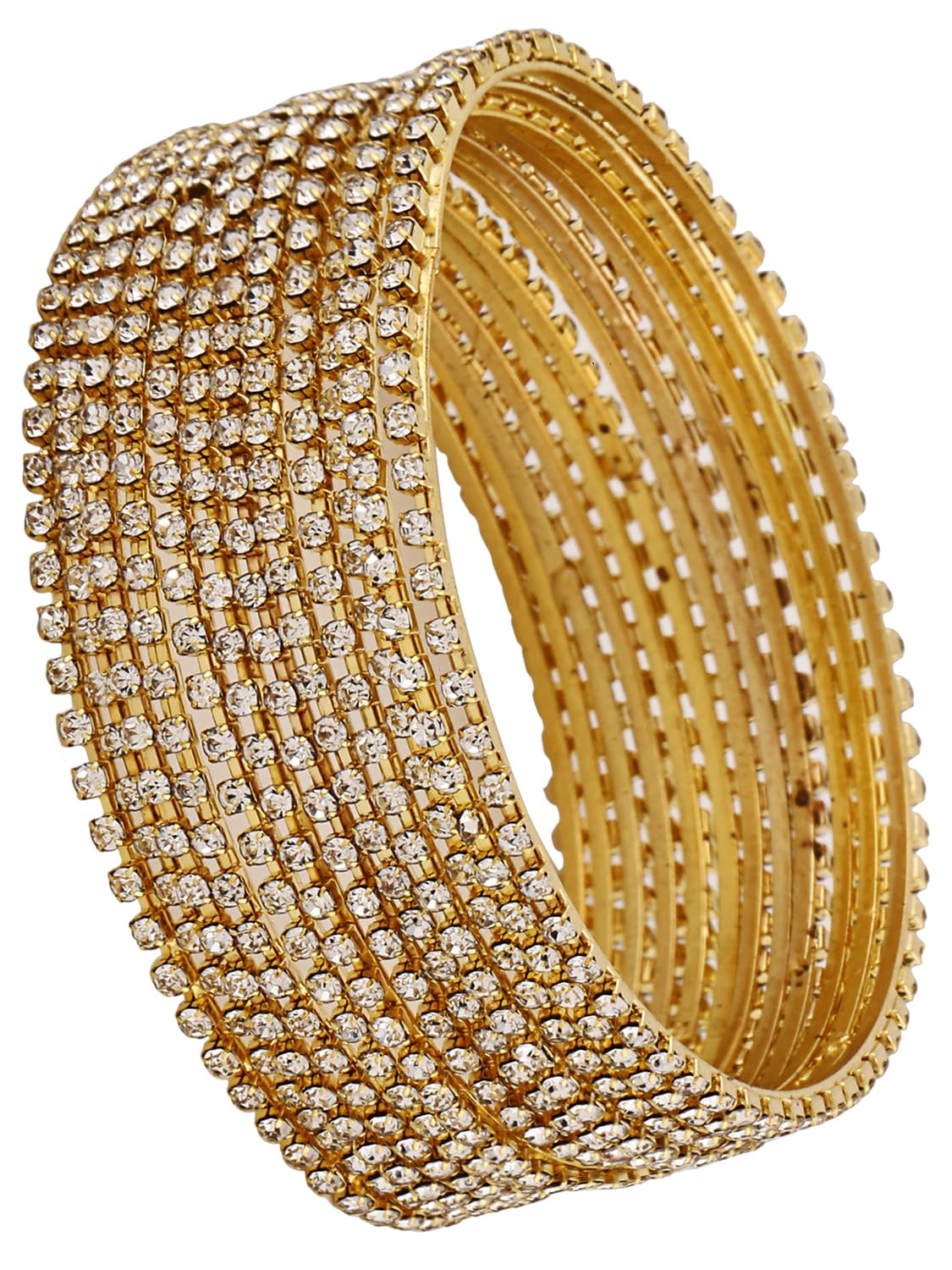 Shining Diva Set of 12 Gold Plated Stone Bangles for Women