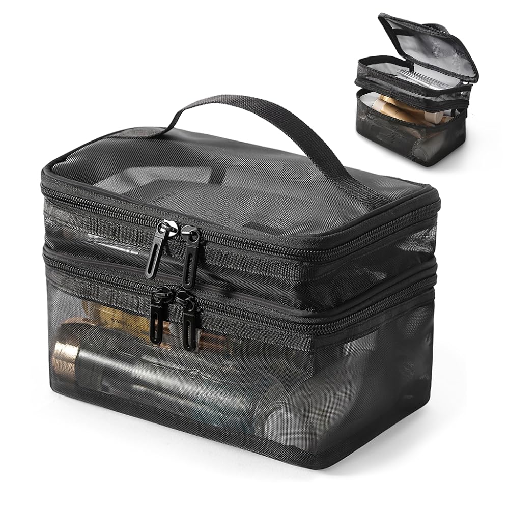 MAYCREATE Makeup Pouch Bag Travel Organizer Large Mesh - Image 3