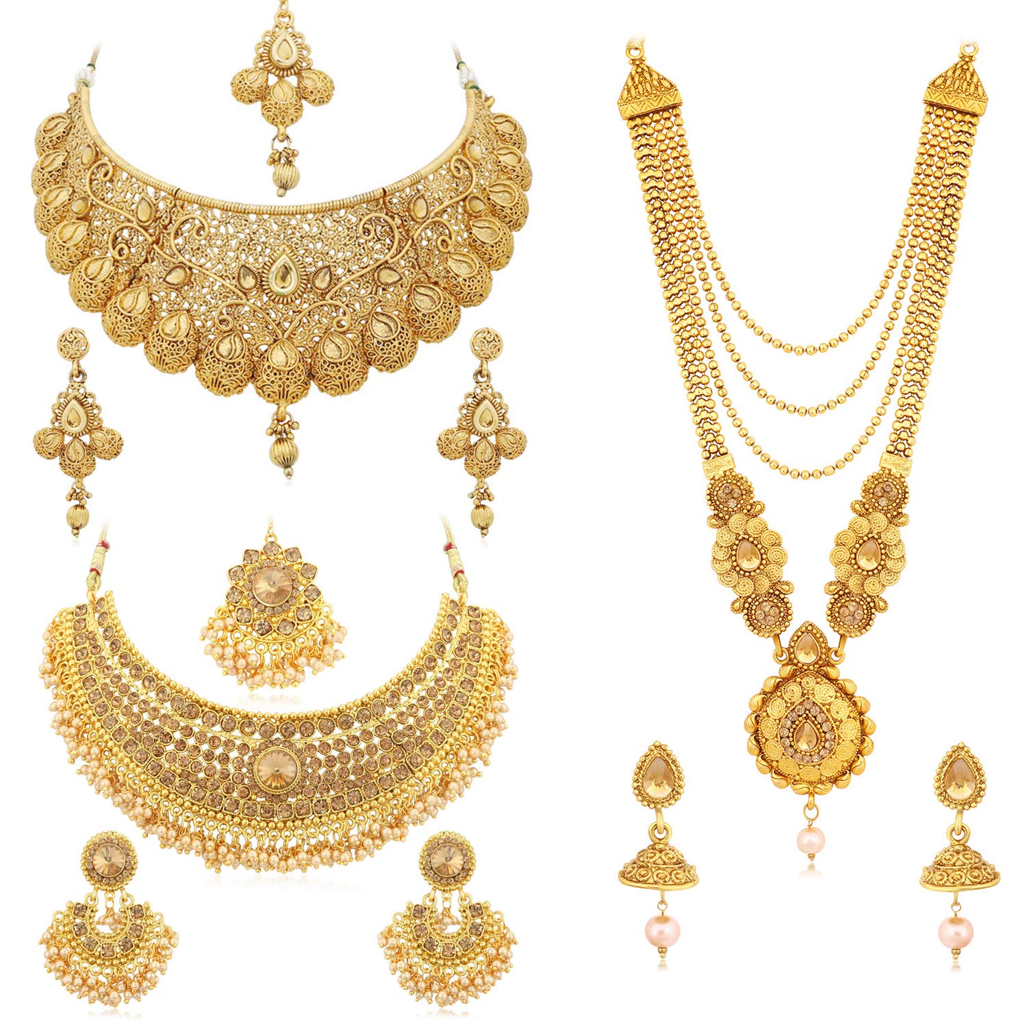 Sukkhi LCT Gold Plated Pearl Choker & Long Haram Necklace Set
