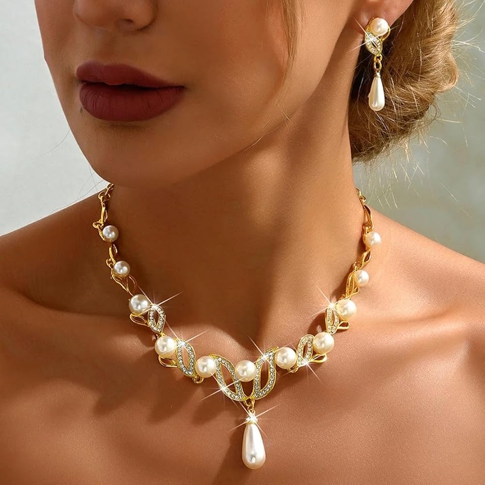 Shining Diva Traditional Pearl Necklace Set for Women - Image 3