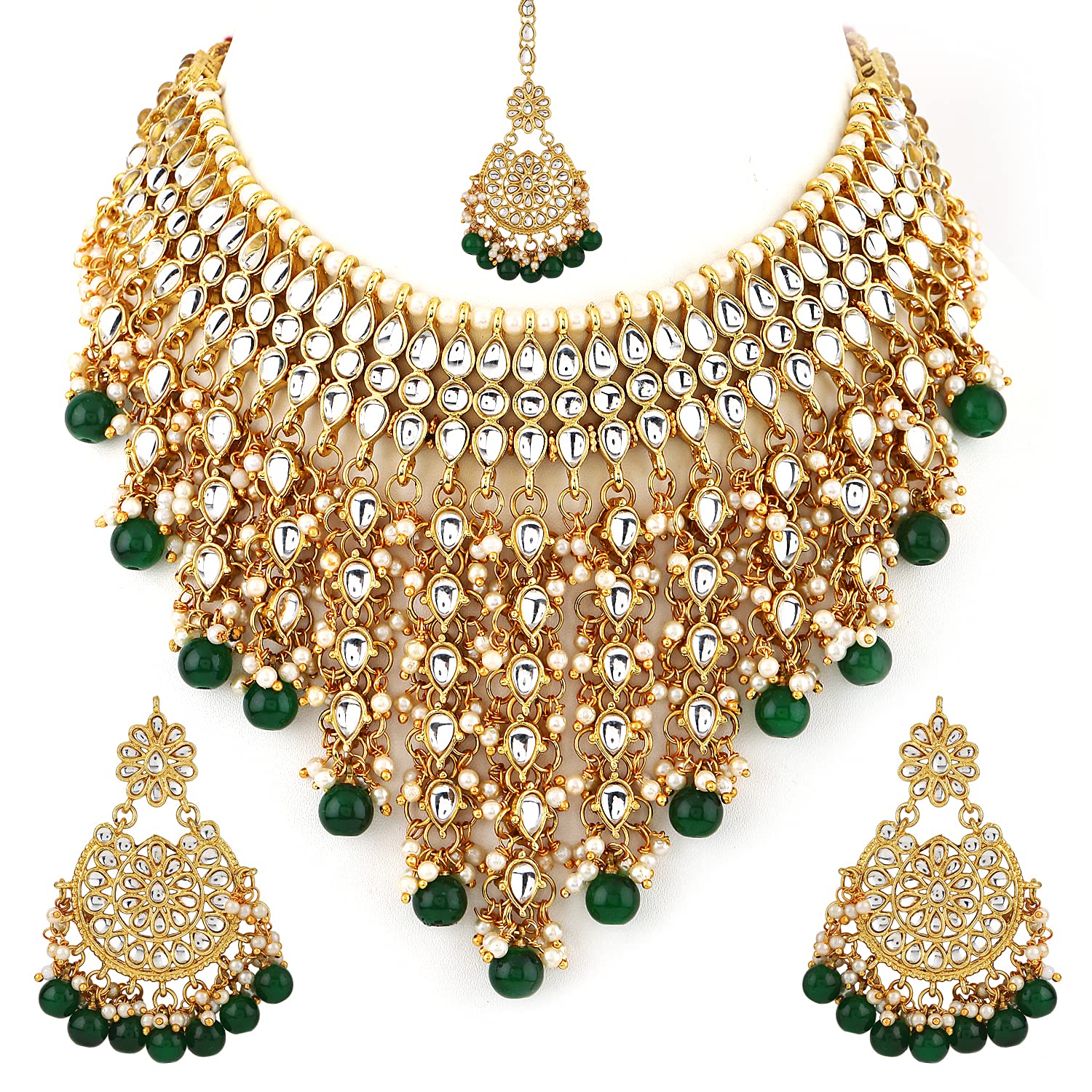 Shining Diva Traditional Pearl Kundan Choker Necklace Set for Women