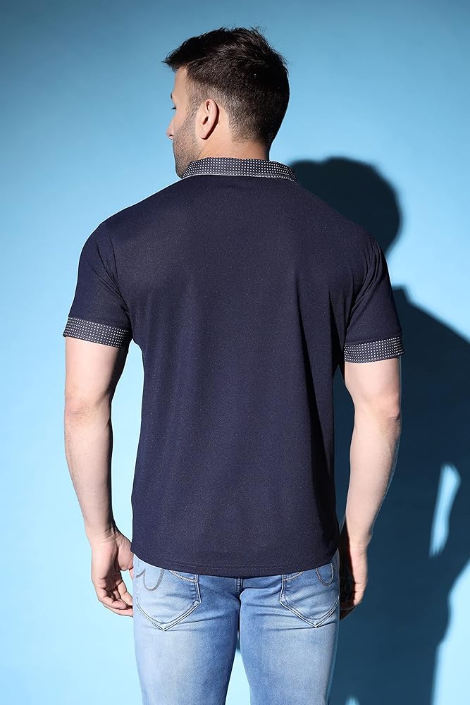 Leriya Fashion Tshirt for Men | Cotton Polyester | Dot Print Polo Neck | Regular Fit Solid T-Shirt f - Authentic Leriya Clothing | UrbanThreads - Image 3