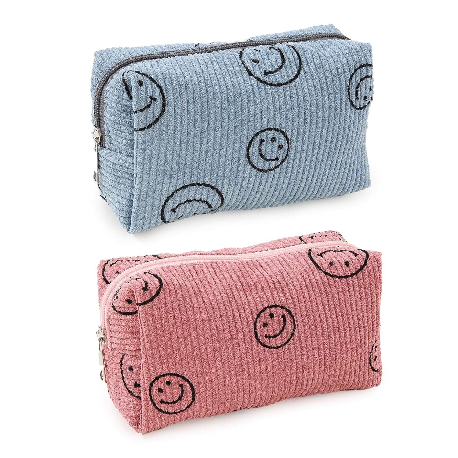 Street27 2pcs Corduroy Cosmetic Bag Travel Makeup Pouch