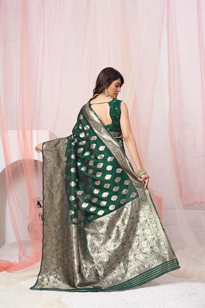 Leriya Fashion Women's Jacquard Cotton Silk Saree - Authentic Leriya Clothing | UrbanThreads - Image 3